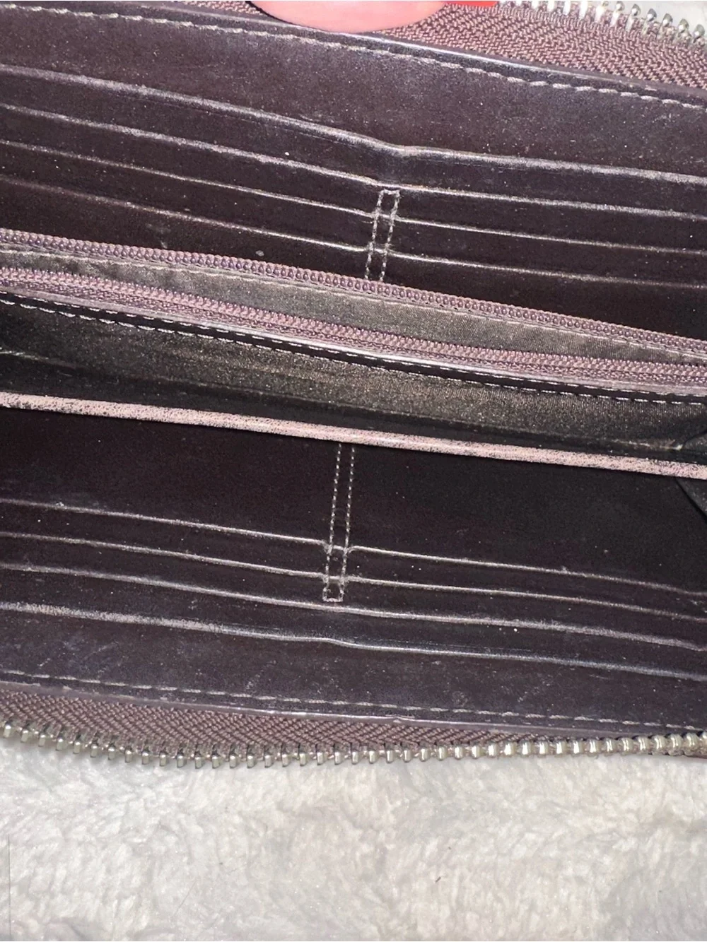 Coach Soho Signature Jacquard & Patent Leather Zip Around Buckle Wallet Brown